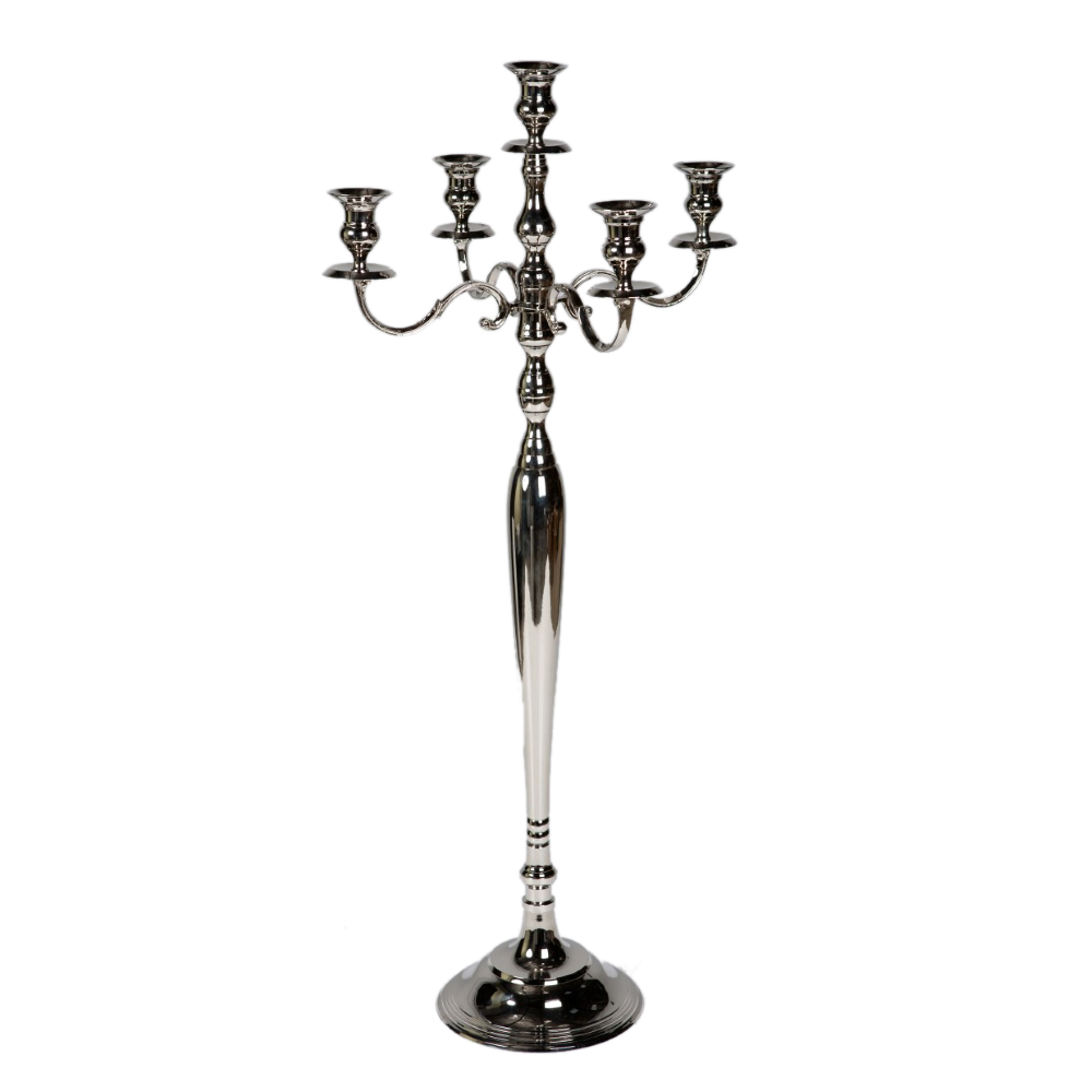 SSH COLLECTION Elizabeth 80cm Tall 5 Candle Candelabra - Brass with Nickel Finish