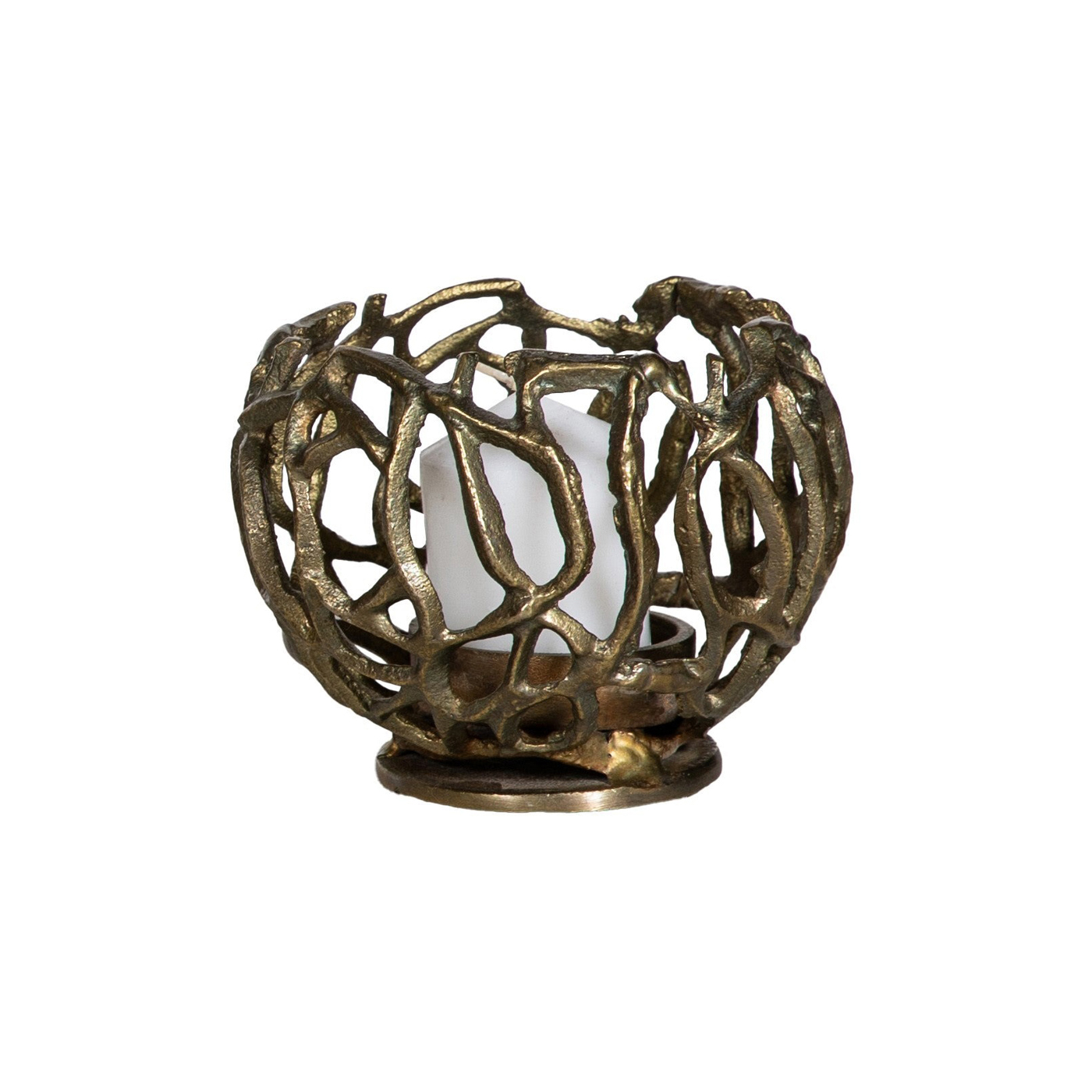 SSH COLLECTION Jali 15cm Wide Tea Light Candle Holder - Antique Brass