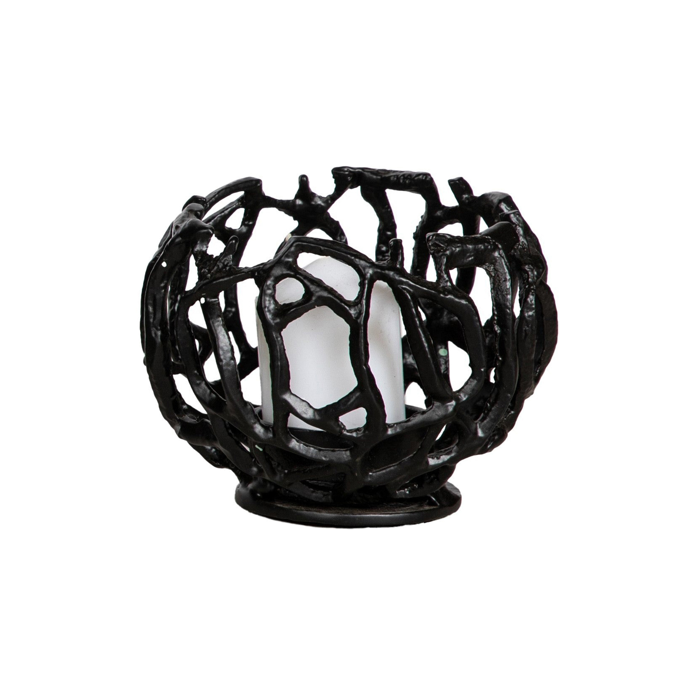 SSH COLLECTION Jali 15cm Wide Tea Light Candle Holder - Antique Black