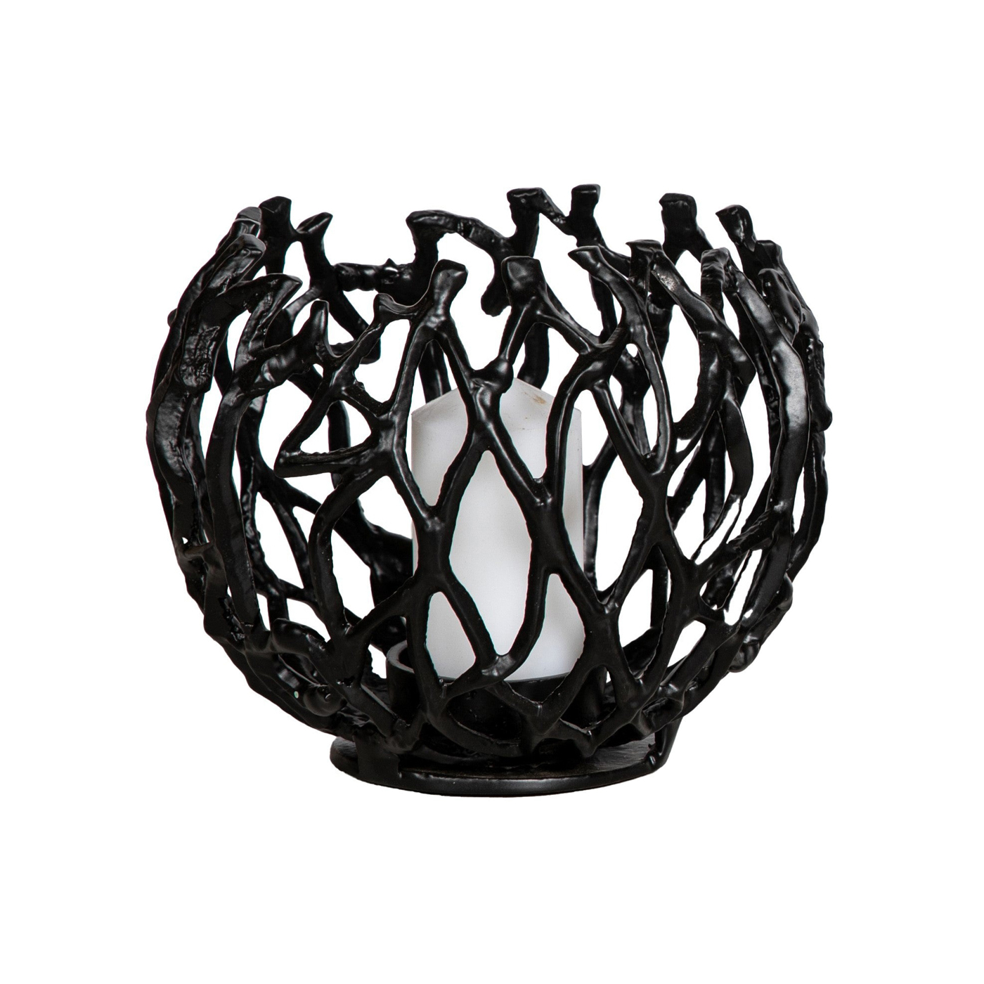 SSH COLLECTION Jali 21cm Wide Tea Light Candle Holder - Antique Black