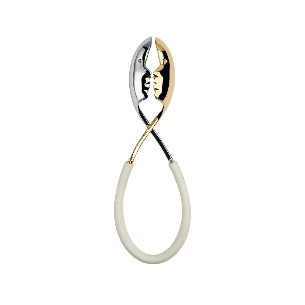 BUGATTI Kiss Salad Tongs - White/Gold