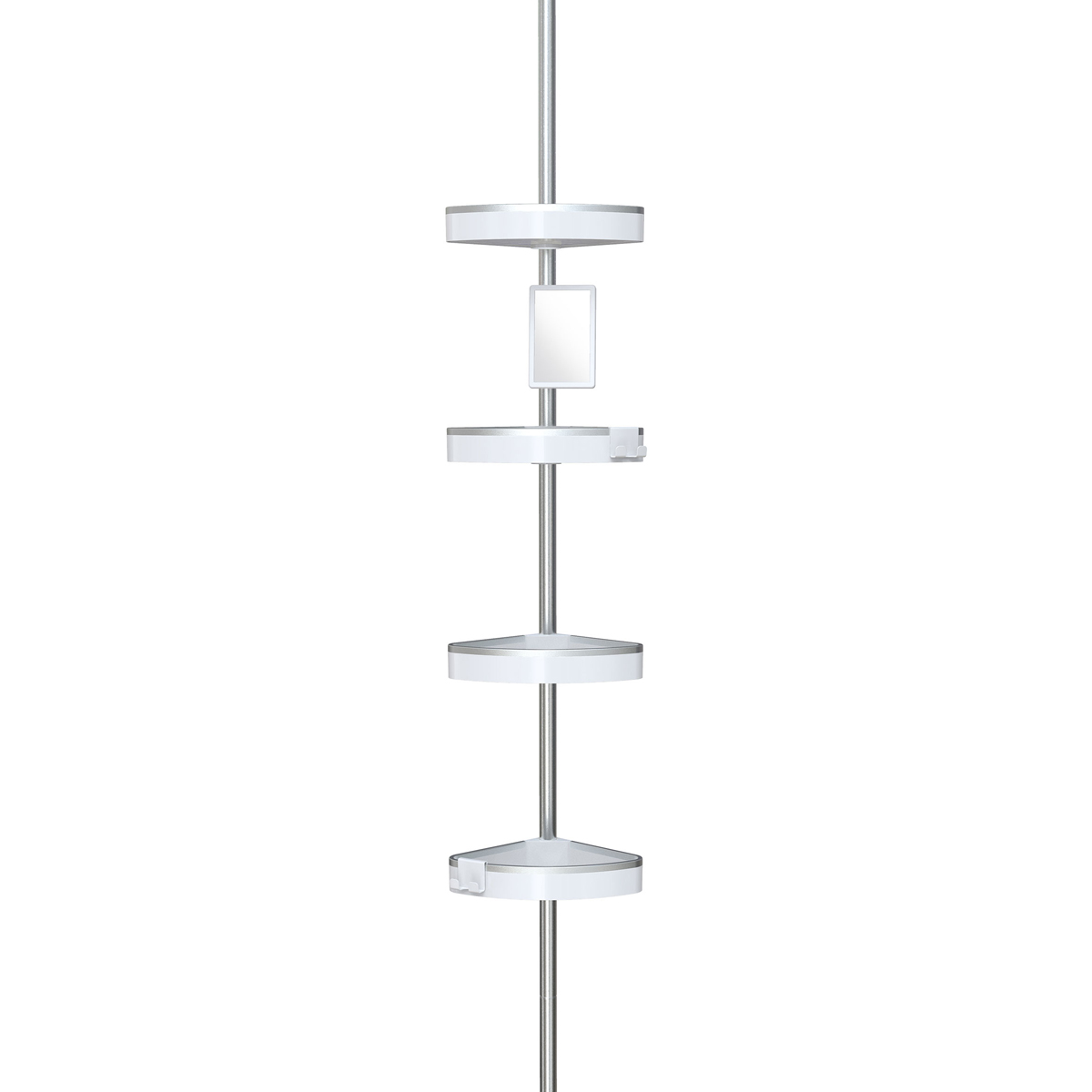 BETTER LIVING HiRise 4 Tension Shower Caddy with Mirror - White/Aluminium