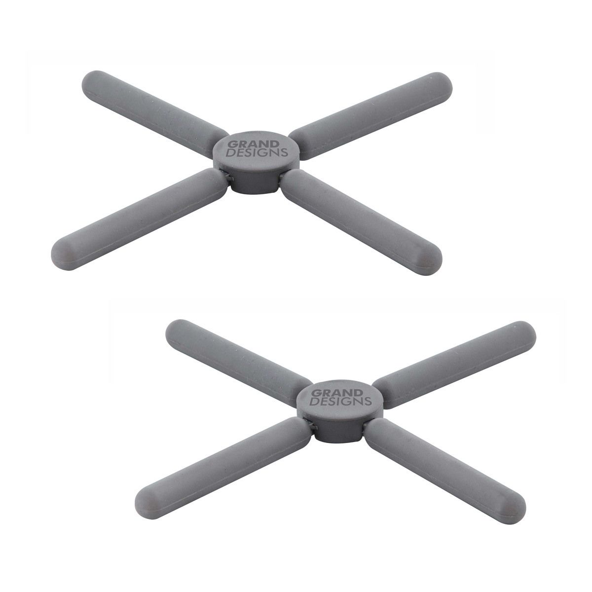 Set of 2 GRAND DESIGNS Foldaway Trivets - Grey