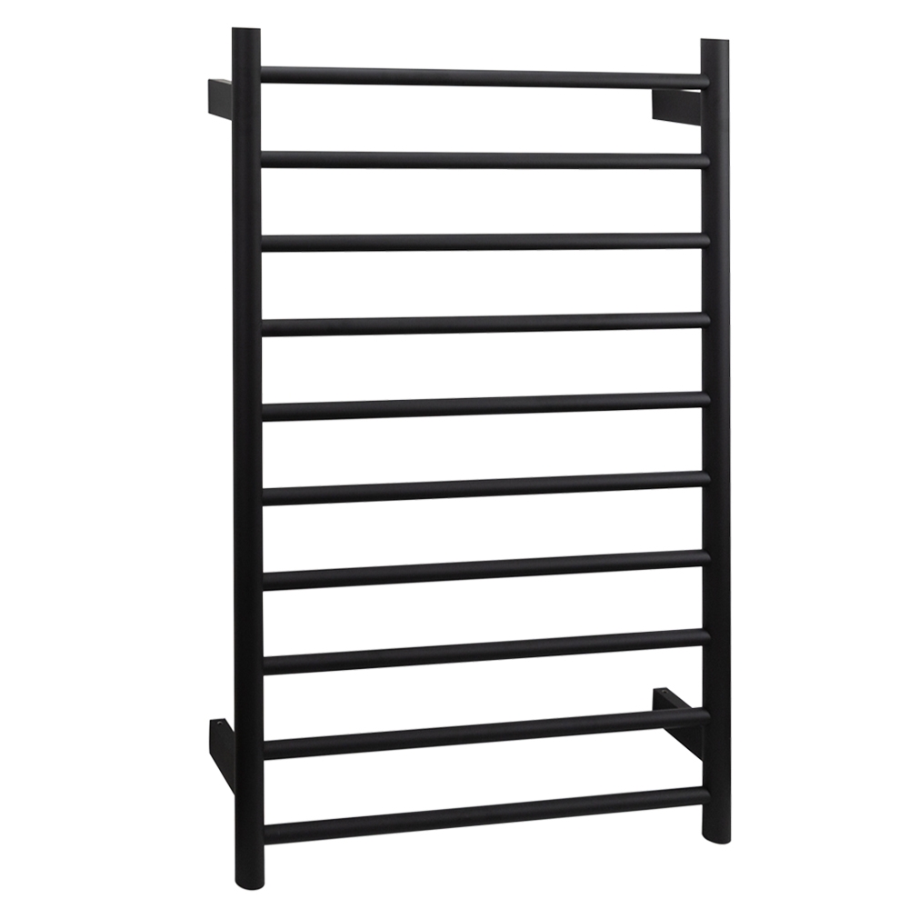 AGUZZO Ezy Fit Dual Wired Round Tube Heated Towel Rail 60 x 92cm - Matte Black