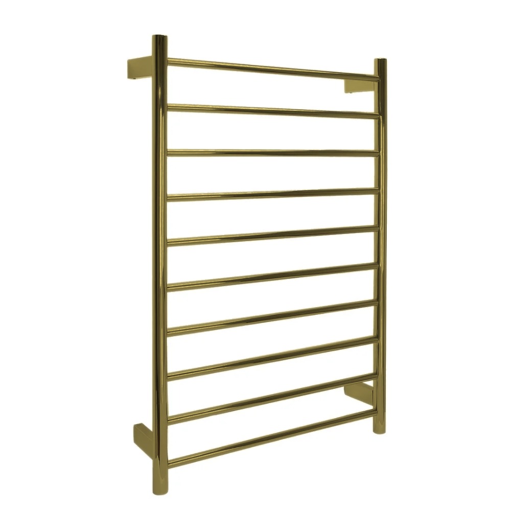 AGUZZO Ezy Fit Dual Wired Round Tube Heated Towel Rail 60 x 92cm - Brushed Brass