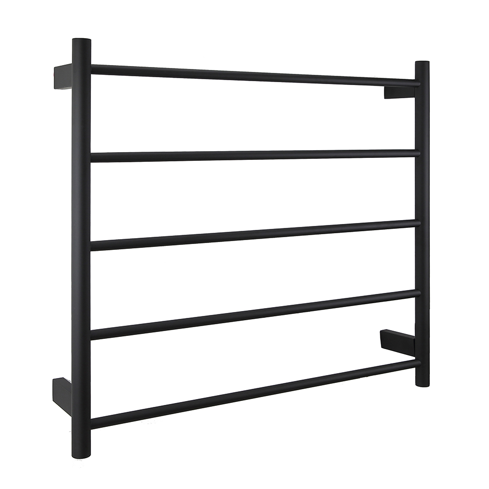 AGUZZO Ezy Fit Dual Wired Round Tube Heated Towel Rail 75 x 70cm - Matte Black