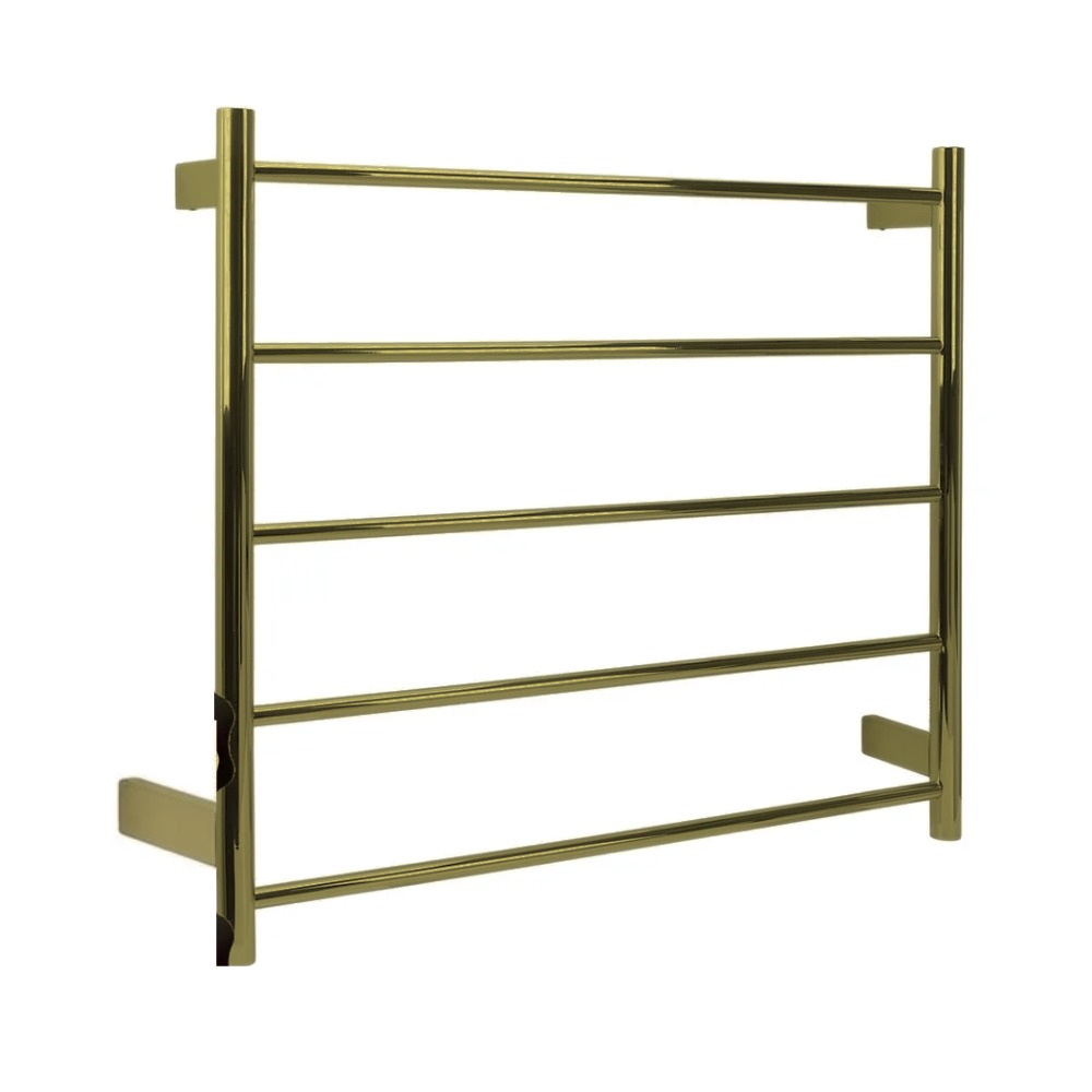 AGUZZO Ezy Fit Dual Wired Round Tube Heated Towel Rail 75 x 70cm - Brushed Brass