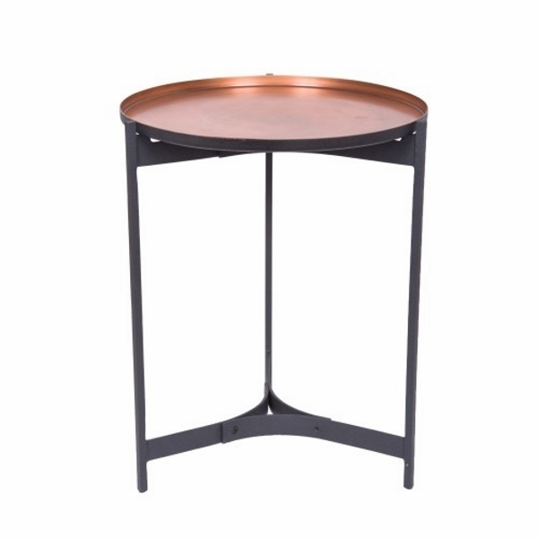 SSH COLLECTION Jeeves 61cm Tall Round Butler Table - Black Frame with Copper Top