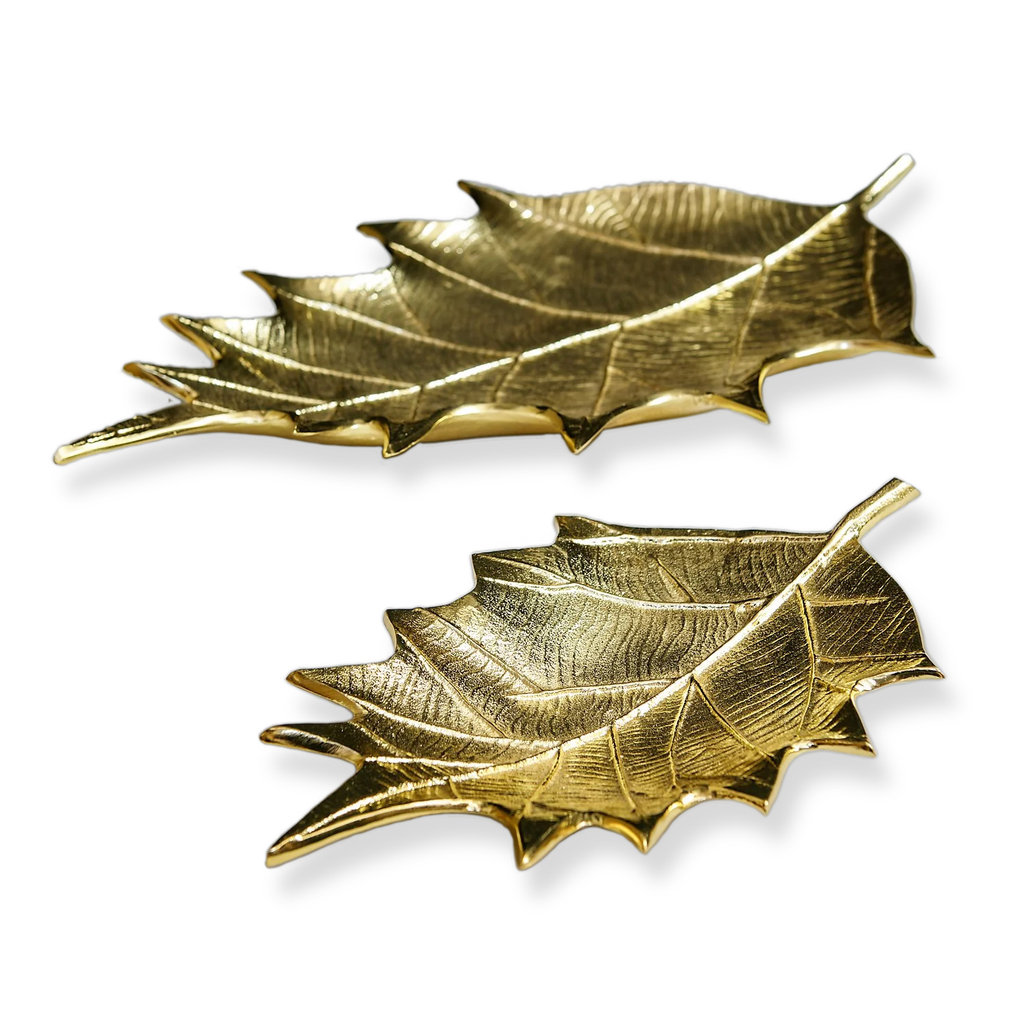 Set of 2 SSH COLLECTION Oak 31 and 51cm Long Decorative Leaves - Brass