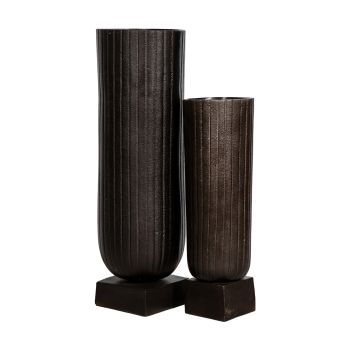 SSH COLLECTION Fluted 50cm Tall Vase - Antique Brown