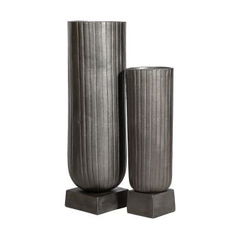 SSH COLLECTION Fluted 50cm Tall Vase - Antique Grey