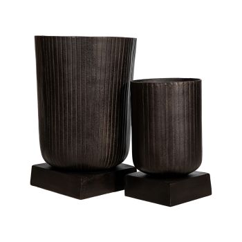 SSH COLLECTION Fluted 47cm Tall Pot - Antique Brown