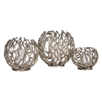 SSH COLLECTION Jali 21cm Wide Tea Light Candle Holder - Antique Nickel