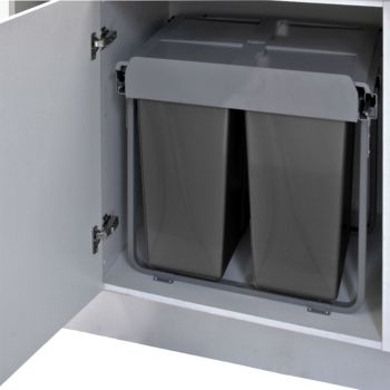 ELITE Domestique 68L Triple Slide Out Bottom Mounted Concealed Waste Bin (for 60cm cupboard) - includes Door Bracket