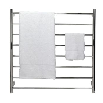 AGUZZO Ezy Fit Dual Wired Round Tube Heated Towel Rail 90 x 92cm - Brushed Nickel
