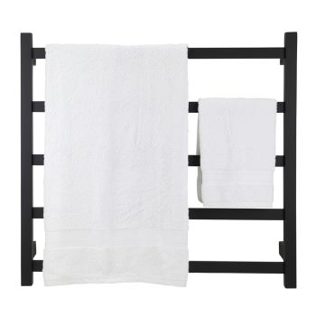 AGUZZO Ezy Fit Dual Wired Flat Tube Heated Towel Rail 75 x 70cm - Matte Black