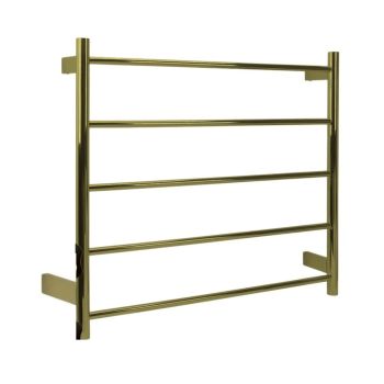 AGUZZO Ezy Fit Dual Wired Round Tube Heated Towel Rail 75 x 70cm - Brushed Brass