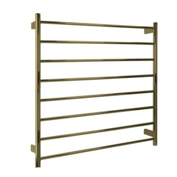 AGUZZO Ezy Fit Dual Wired Round Tube Heated Towel Rail 90 x 92cm - Brushed Brass