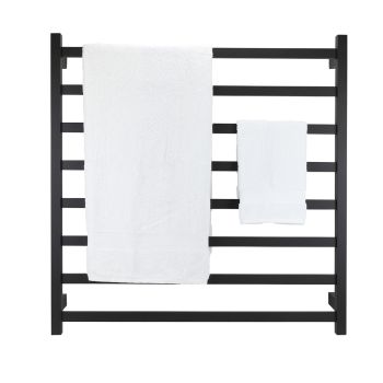 AGUZZO Ezy Fit Dual Wired Square Tube Heated Towel Rail 90 x 92cm - Matte Black