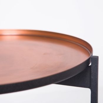 SSH COLLECTION Jeeves 61cm Tall Round Butler Table - Black Frame with Copper Top
