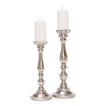 Set of 2 SSH COLLECTION Alexa 36 and 44cm Tall Single Candle Stands - Nickel