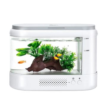 HYGGER Small 6.8 Litre Betta Fish Tank with LED Light - White