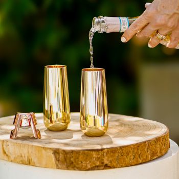Set of 2 CLINQ Stemless Champagne Flutes - Gold