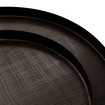 Set of 2 SSH COLLECTION Criss Cross 40 and 56cm Wide Serving Trays - Etched Black