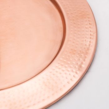 Set of 2 SSH COLLECTION Discus Round 31 and 35cm Wide Serving Trays - Hammered Copper