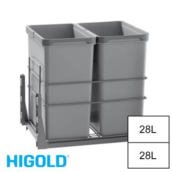 HIGOLD Concelo 56L Twin Slide Out Bottom Mounted Concealed Bin (for 45cm cupboard)