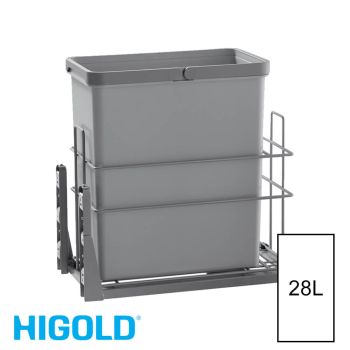 HIGOLD 28L Single Slide Out Bottom Mounted Concealed Bin (for 30cm cupboard)