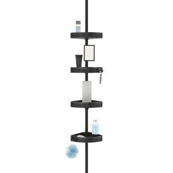 BETTER LIVING HiRISE 4 Tension Shower Caddy with Mirror - Black