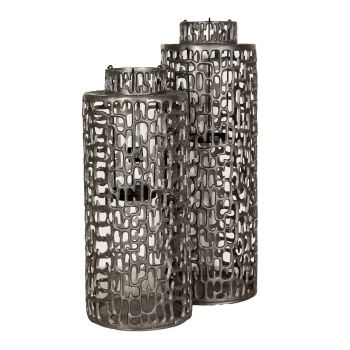 SSH COLLECTION Jali 68.5cm Tall Lantern/Vase - Antique Grey