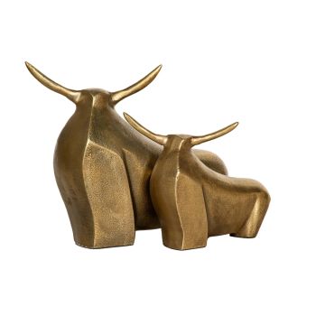 SSH COLLECTION Longhorn 26cm Tall Decorative Yak Statuette - Antique Brass