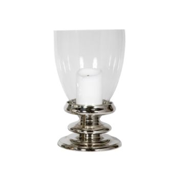 SSH COLLECTION Jackie 43cm Tall Hurricane Lamp - Polished Nickel Stand