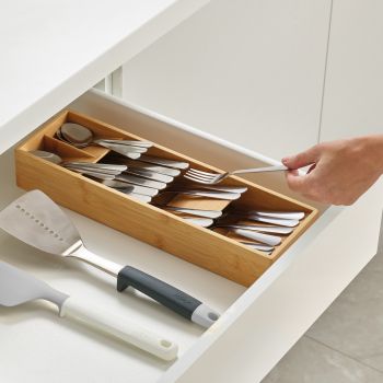 JOSEPH JOSEPH DrawerStore Bamboo Compact Cutlery Organiser