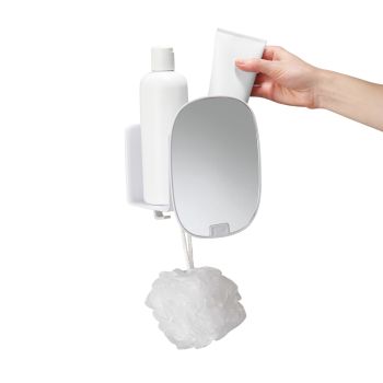 JOSEPH JOSEPH EasyStore Compact Shower Shelf with Adjustable Mirror - White