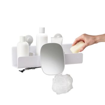 JOSEPH JOSEPH EasyStore Large Shower Shelf with Removable Mirror - White