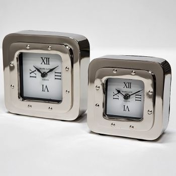 SSH COLLECTION Retro Small Desk Clock - Nickel