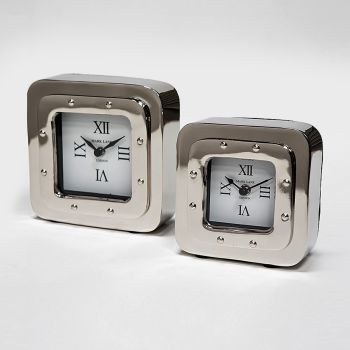 SSH COLLECTION Retro Large Desk Clock - Nickel