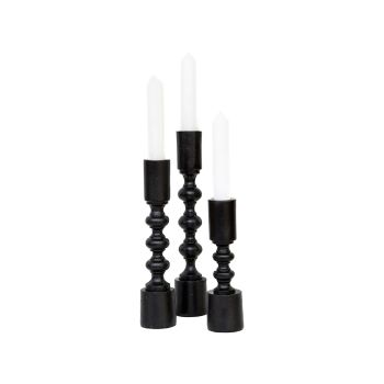 SSH COLLECTION Ripple 25cm Single Candle Stand - Black