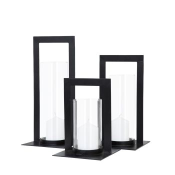 SSH Collection Toren 34cm Tall Hurricane Lamp - Matte Black