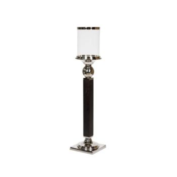 SSH COLLECTION Julius 102cm Tall Hurricane Lamp with Square Base - Timber and Nickel