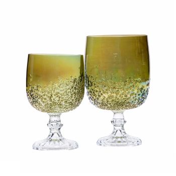 SSH COLLECTION Beker 17cm Tall Glass Goblet - Olive Green