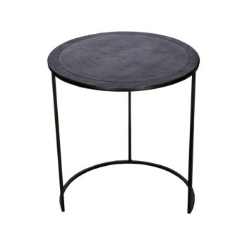 Set of 2 SSH COLLECTION Philip 41 and 49cm Wide Nesting Side Tables - Black Nickel