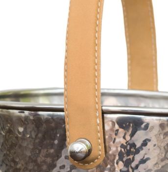 SSH COLLECTION Polo Champagne Bath - Hammered Finish with Brown Leather Handles