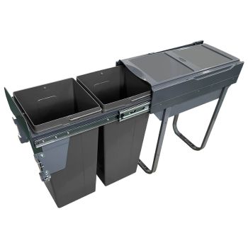 ELITE Domestique Plus 34L Twin Slide Out Bottom Mounted Concealed Waste Bin (for 30cm cupboard) - includes Door Bracket