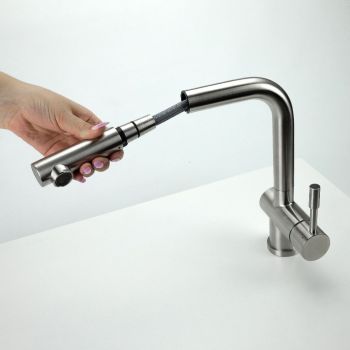 SWEDIA Sigge Stainless Steel Kitchen Mixer Tap With Pull-Out - Brushed