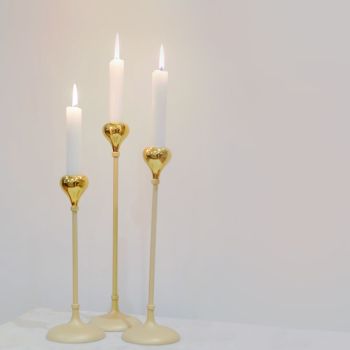 Set of 3 SSH COLLECTION Tear Drop 24 28 and 32cm Tall Single Candle Holders - 2 Tone Gold