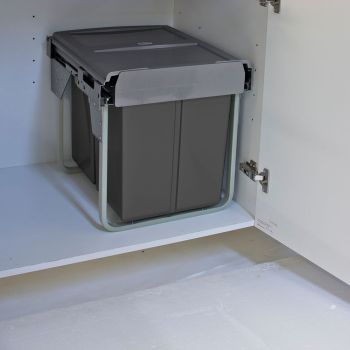 ELITE Domestique 40L Triple Slide Out Bottom Mounted Concealed Waste Bin (for 45cm cupboard) - includes Door Bracket